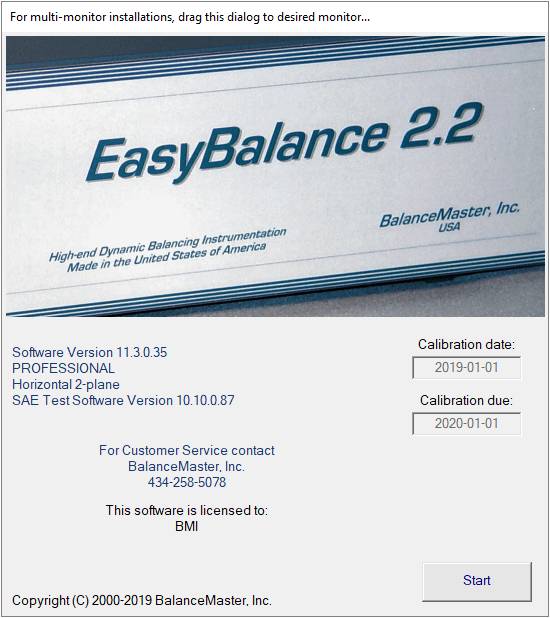 balancing software, horizontal rotor setup screen